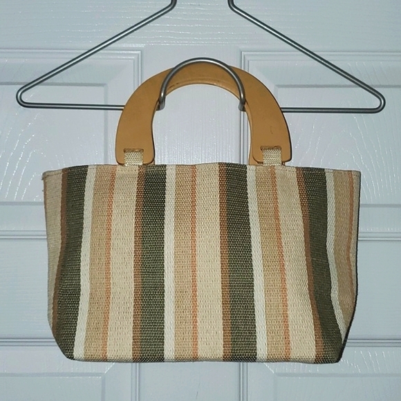 EUC Neiman Marcus Top Handle Striped Mini Tote Bag - Picture 2 of 10